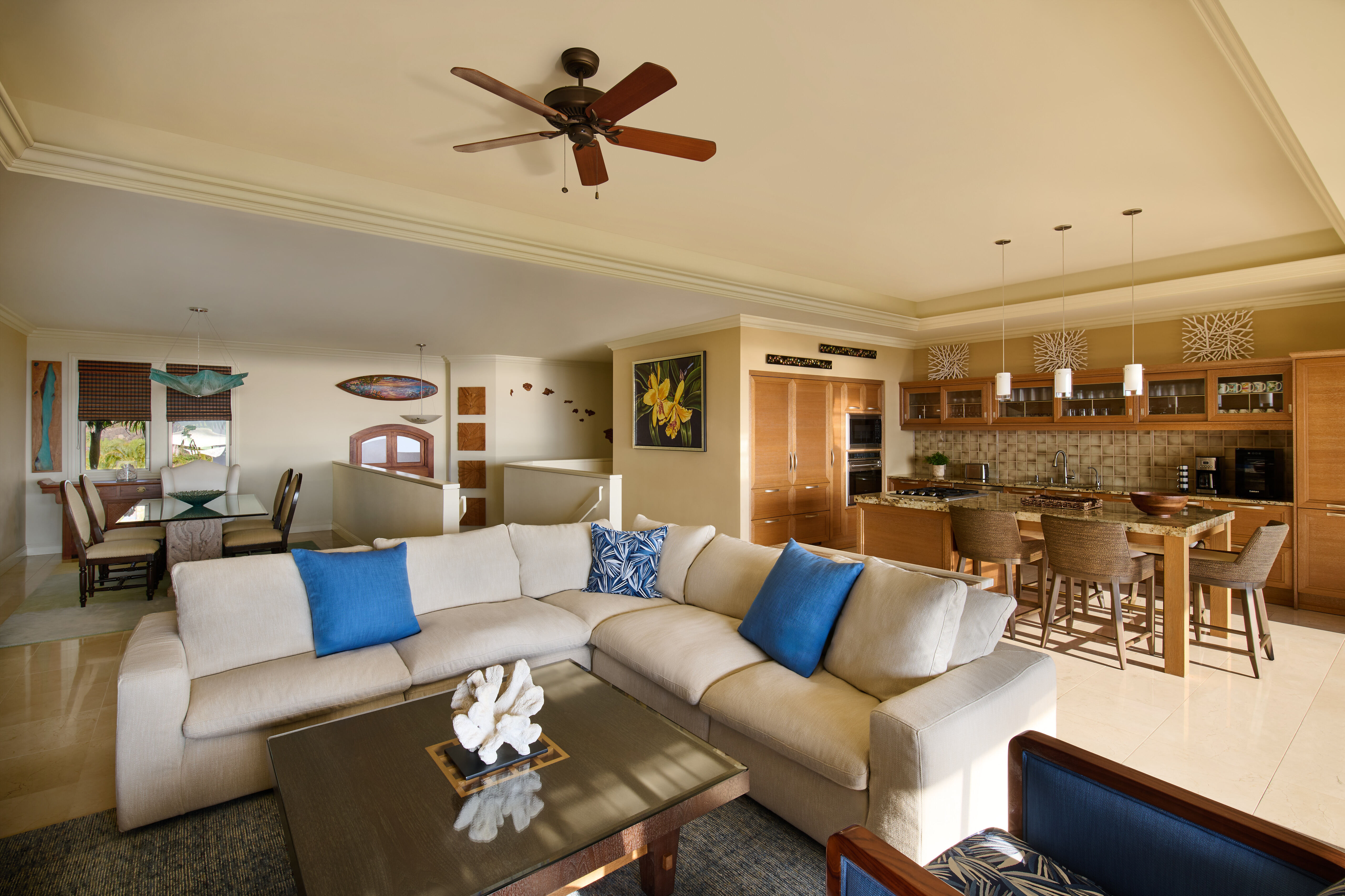 Interior living space at Hoolei Villas